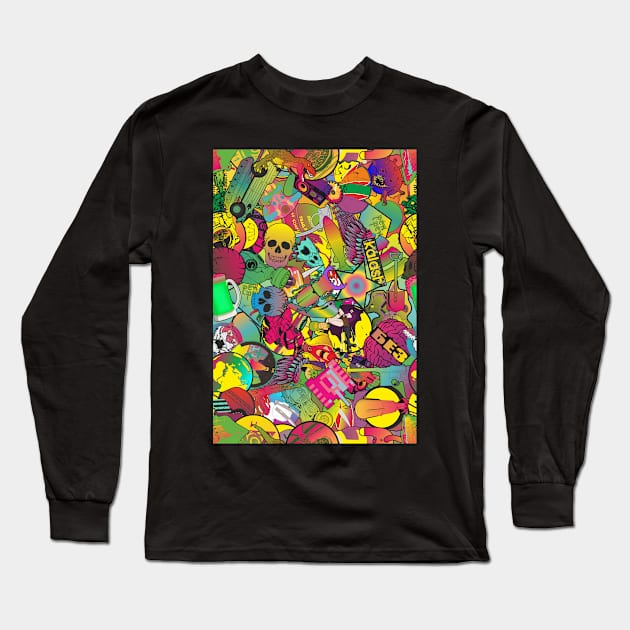 Colorful sticker bombing Long Sleeve T-Shirt by FAawRay